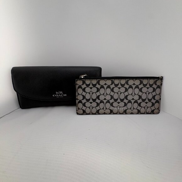 Coach Slim Envelope Wallet With Removable Signature Pouch 2-in-1 Black - Picture 2 of 7